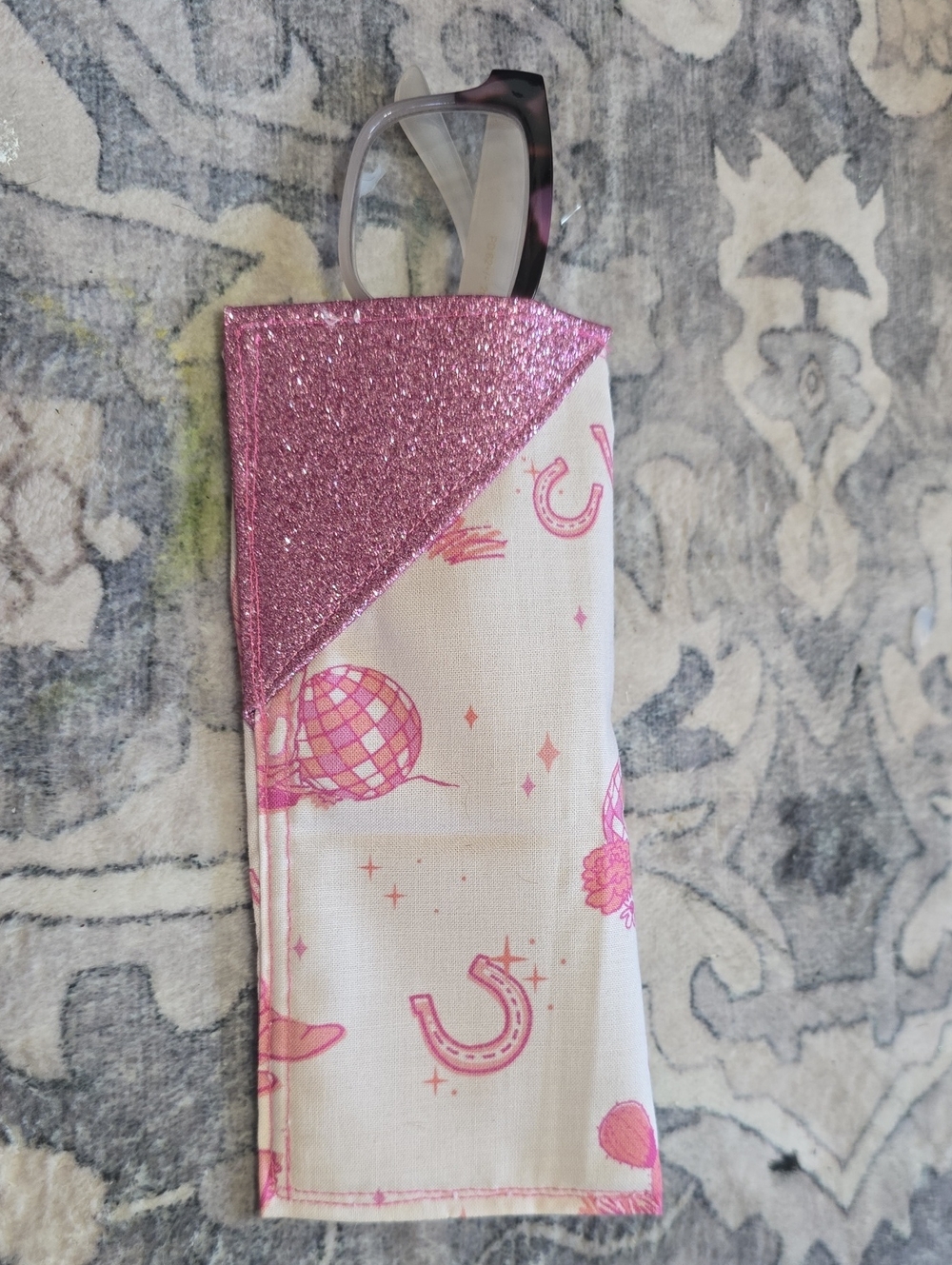 Pink Glitter Glasses Sleeve - Hand Made